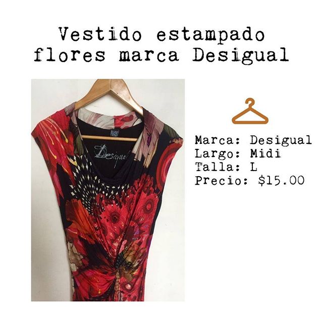 Vestido estampado de flores con colores geniales marca Desigual. Talla L (ajustable de medium a large) largo midi.

#preloveddress #preloved #modasostenible